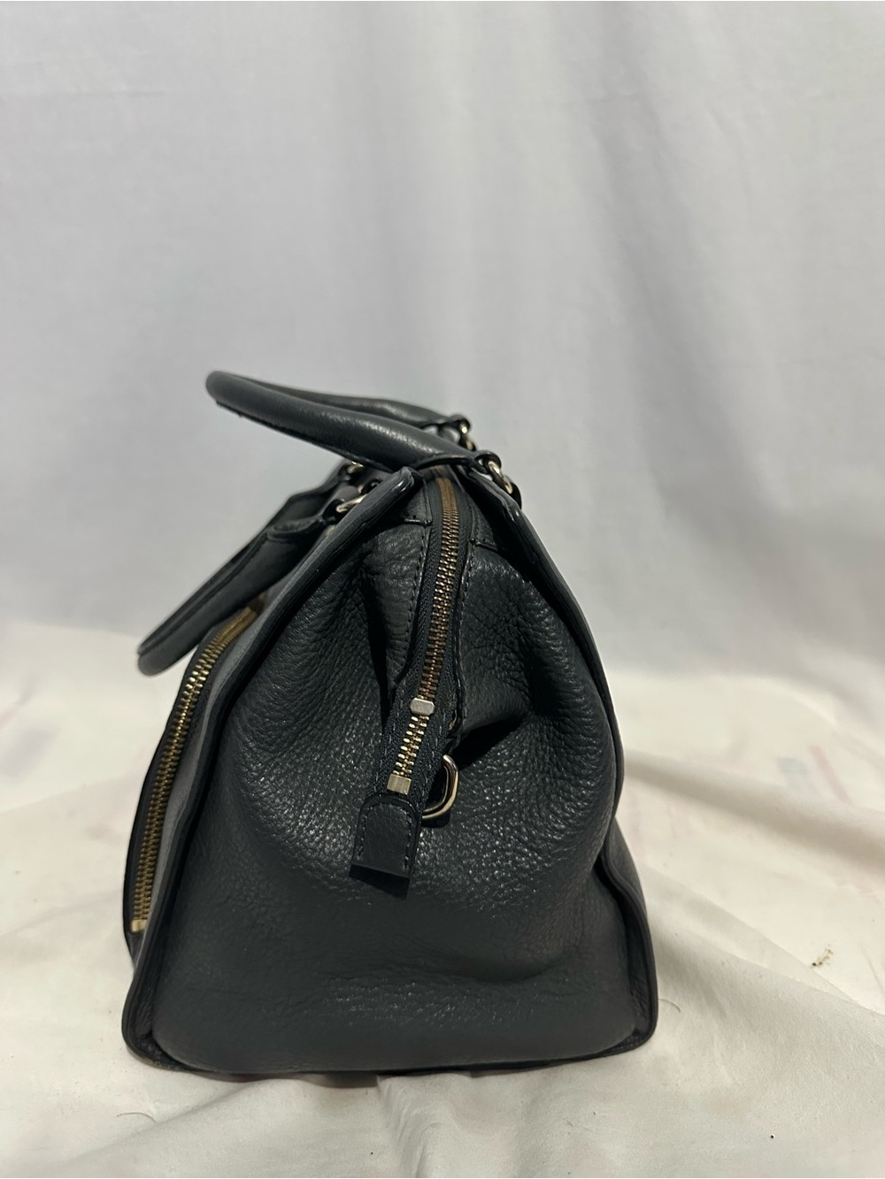Kate Spade Gray Pebbled Leather Satchel w/ Front Zip Pocket - Picture 5 of 6
